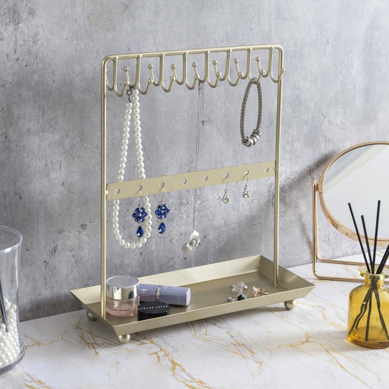 Gold Necklace Jewellery Stand with Tray