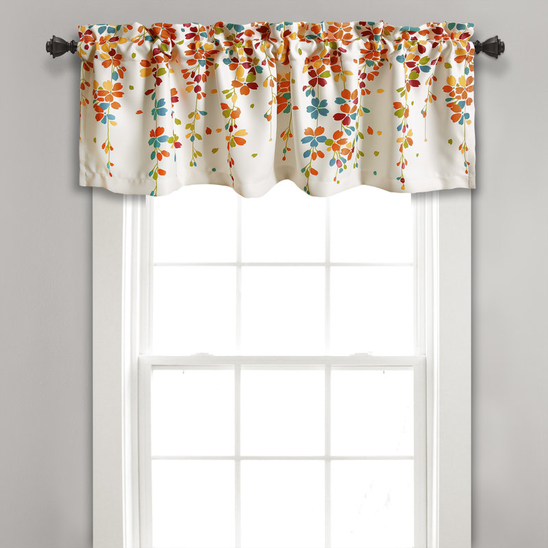 Weeping Flower Floral Tailored Window Valance, Orange/Green