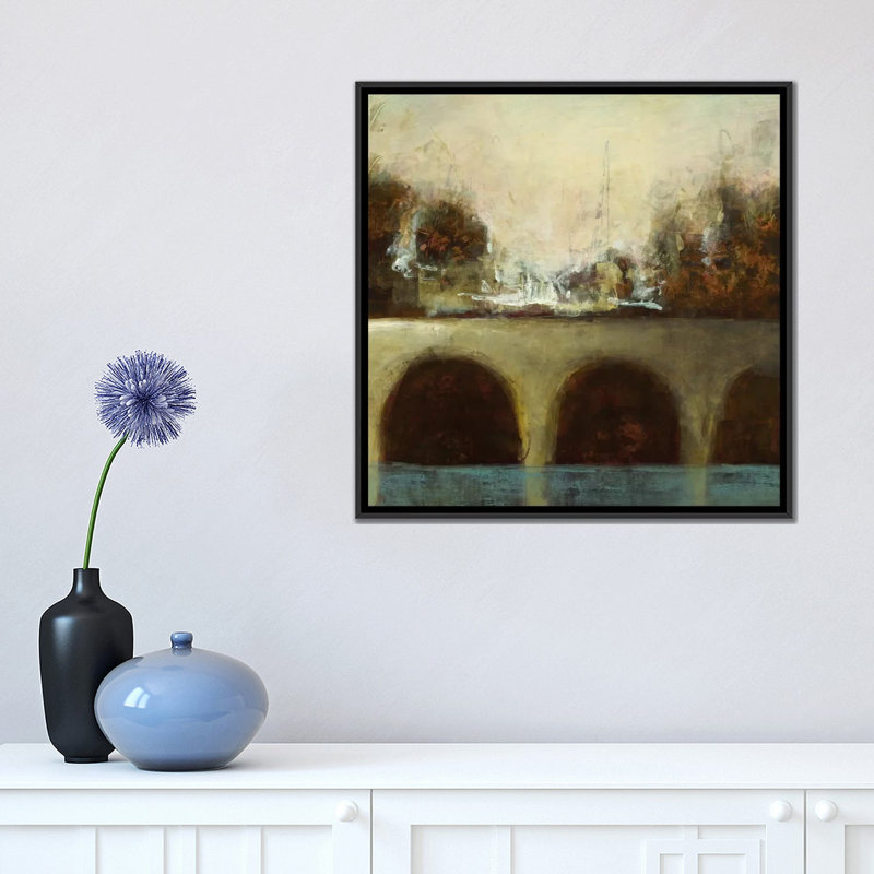 « brumey bridge ii », impression sur toile, H 18 po x l 18 po x P 1,5 po, Toile avec cadre noir, Pas de tapis