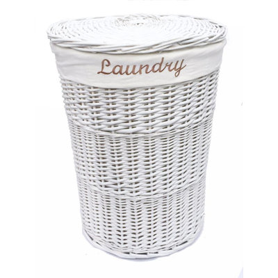 Fabric and Wicker Laundry Hamper