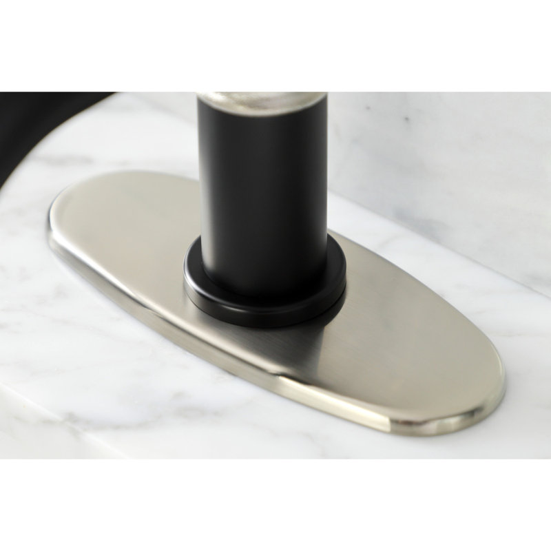 Kingston Brass Whitaker Single-Handle 1-Hole Deck Mount Bathroom Faucet with Push Pop-Up and Deck Plate