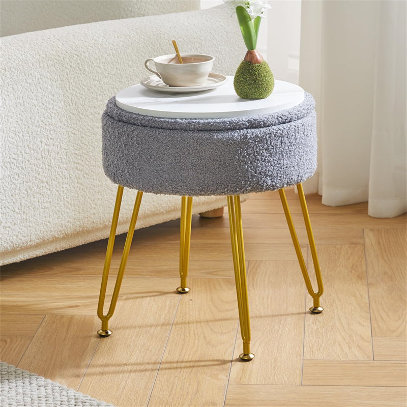 Ahilan Metal Accent Stool, Grey