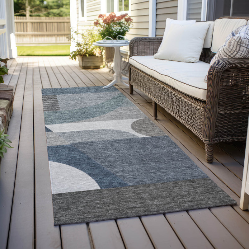 Tapis intérieur / extérieur gris Aeleth , 2'3" x 7'6"