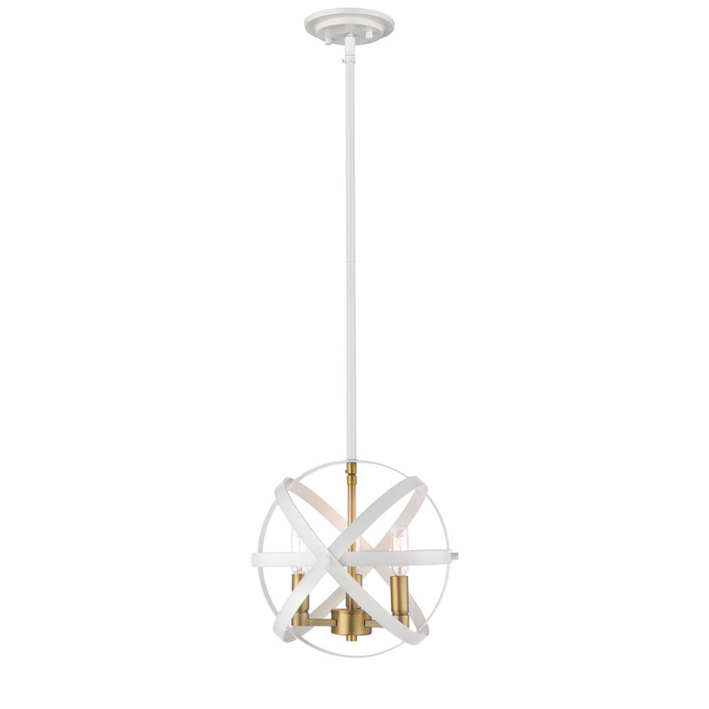 Avers 3 - Light Single Pendant, White/Olde Brass