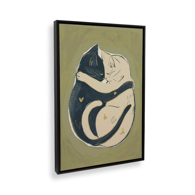 «Cats In Love» par Thingdesign, reproduction d'art, Noir, Impression encadrée sans passe-partout, H 16 po x l 12 po