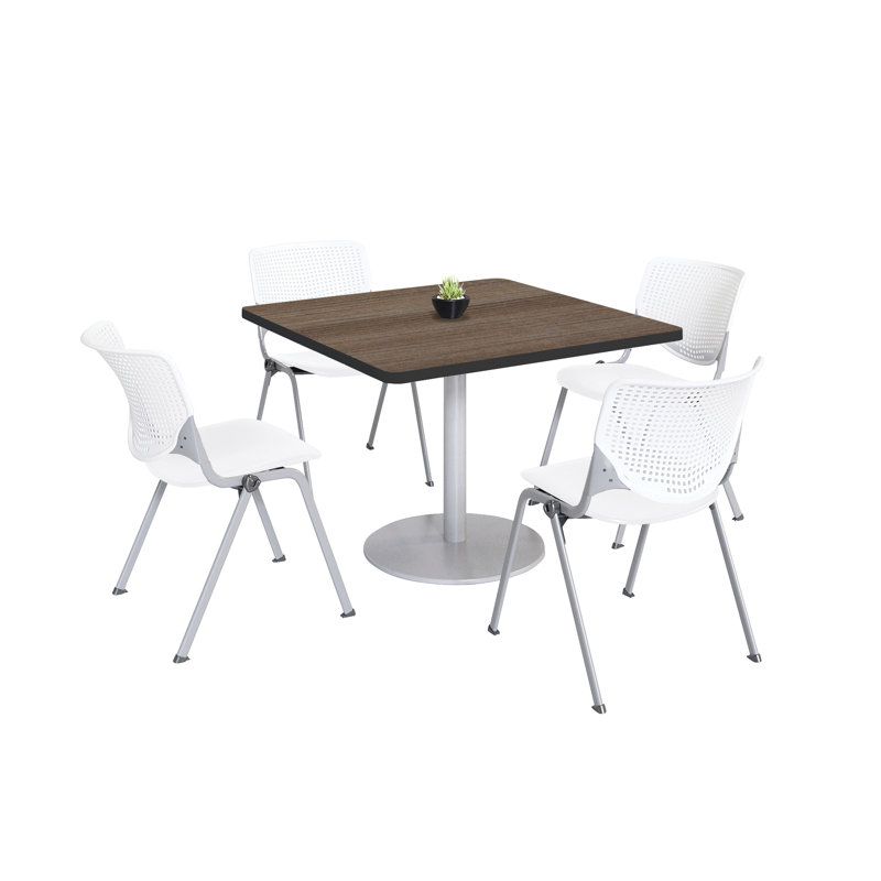 Ensemble de table de salle à manger et de chaise Kool Mode, Blanc, H 29 po x L 42 po x l 42 po, Teck
