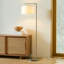 Lampe sur pied à DEL 60 po avec abat-jour tambour en tissu blanc Montage Modern, ampoule incluse-183064410-266565200