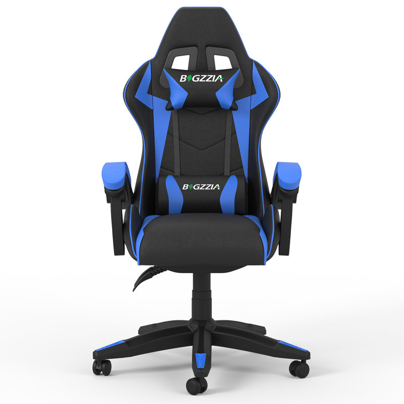Ergonomic High-back Game Chair with Adjustable Lumbar and headrest support, Blue/Black