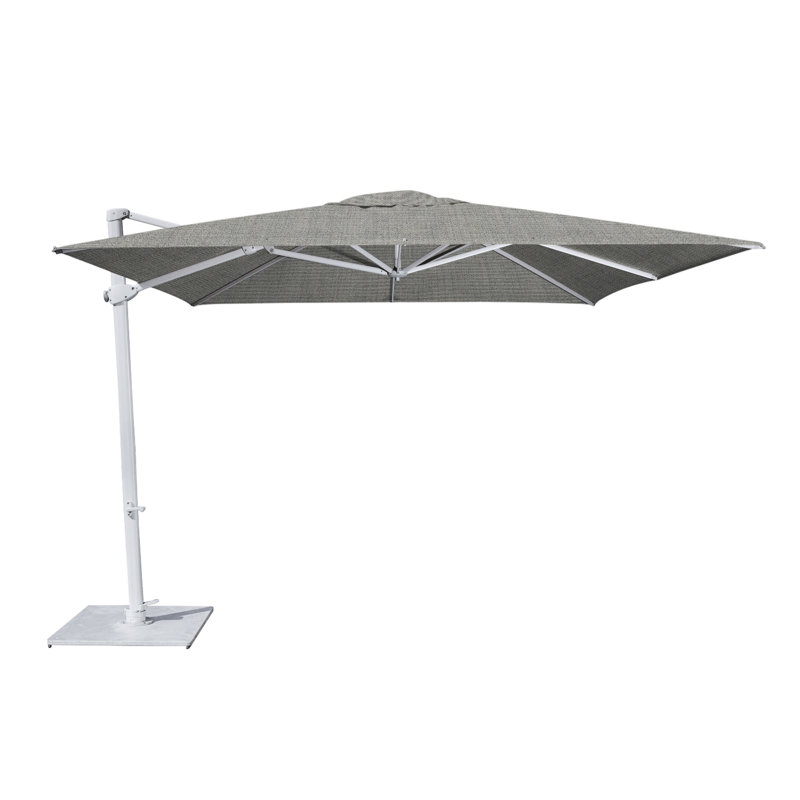 Pavone 10' Square Cantilever Umbrella (Grip Handle), Double Stack Plate - Medium, Grey, True Blue