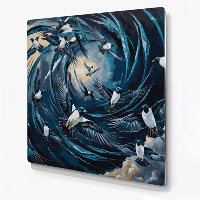 Birds Eurasian Magpie Gray Metal Wall Art