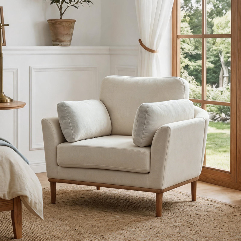 Chaise d'appoint moderne pour salon et chambre à coucher, Chenille  White