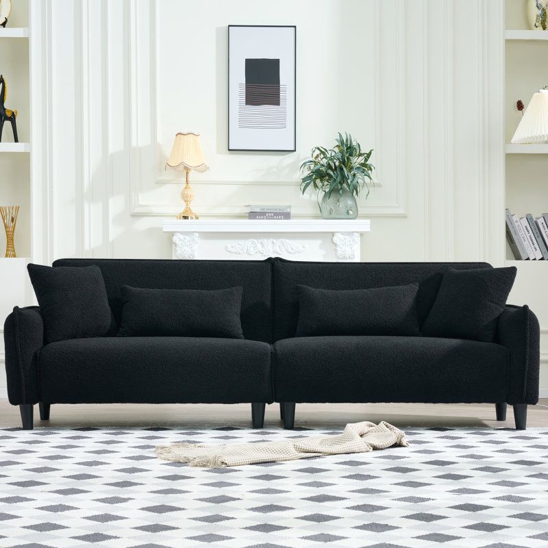 97"Teddy Velvet Sofa, Black