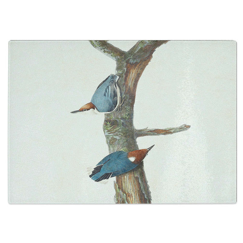 Tempered Glass Brown-Headed Nuthatch Birds Chopping Board, 39 cm W x 28.5 cm L