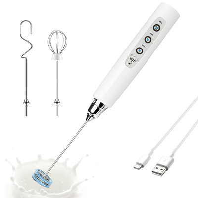 Stainless Steel Handheld Milk Frother White