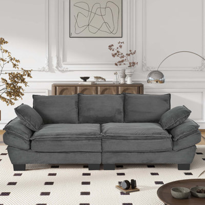 Canapé incurvé 85,4 po avec 2 coussins décoratifs Corduroy