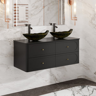 Meuble-lavabo mural de 48 pouces avec lavabo et robinetterie