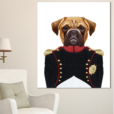 " Boxer Dog In Military Uniform "