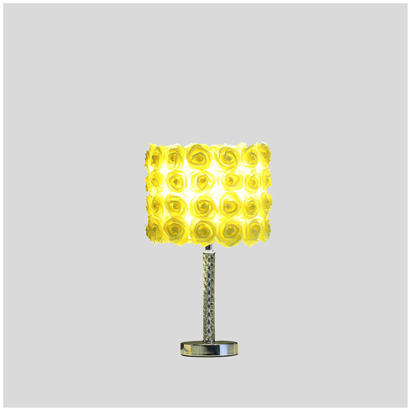 Everitt 18.25" Roses in Bloom Acrylic / Metal Table Lamp, Yellow