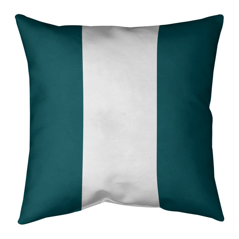 Coussin décoratif , 18 po x 18 po, Vert / blanc, Sergé de coton