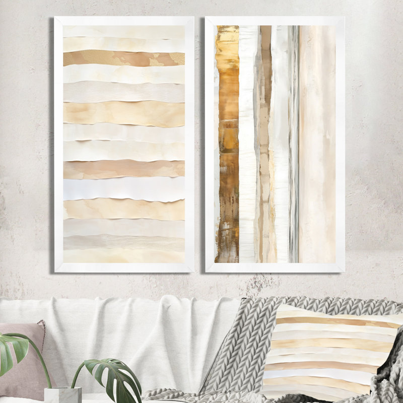 Toile abstraite, ensemble de 2 vagues abstraites côtières, décor sur toile océan, H 32 po x l 32 po, Cadre simple blanc