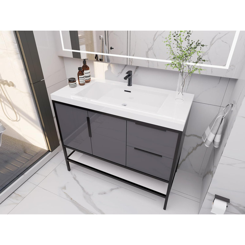 Ensemble de meuble-lavabo simple l 42,19 po, Gris brillant