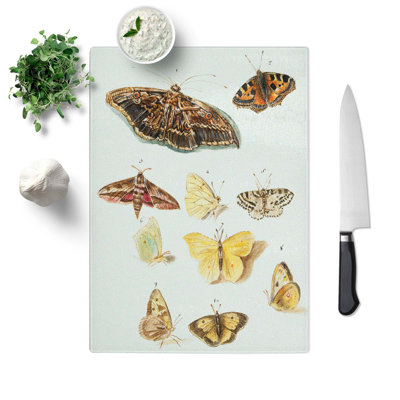 Tempered Glass Butterflies and Moths Chopping Board