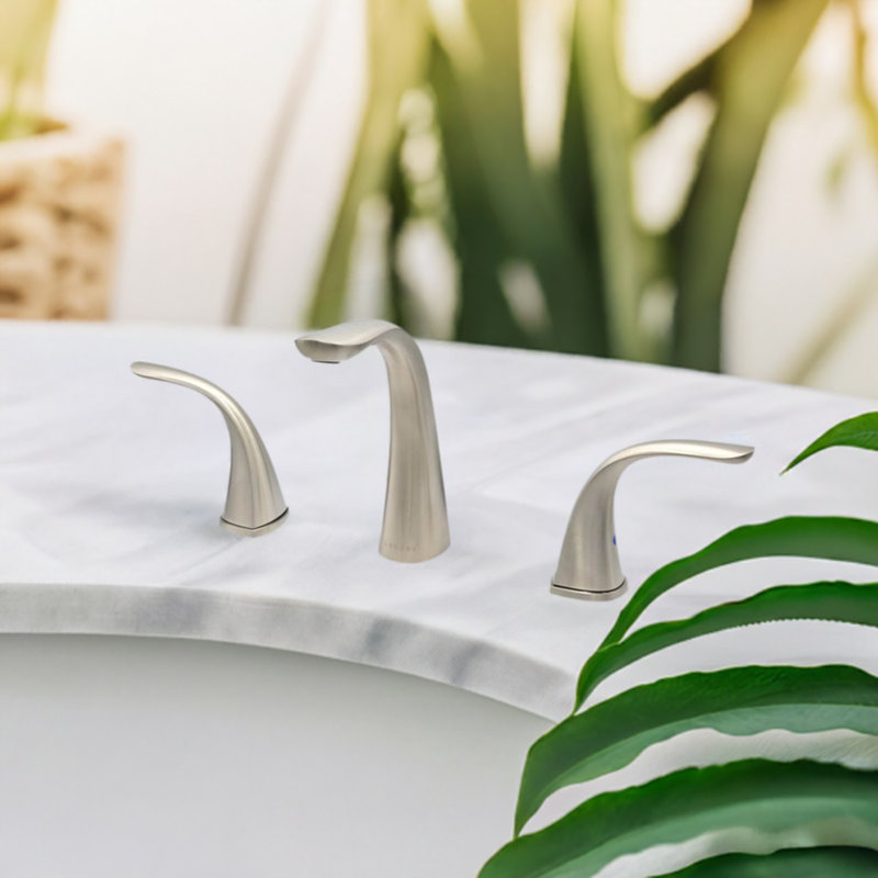 Lulani Kauai Widespread Bathroom Faucet with Drain Assembly, Brushed Nickel