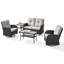 Ensemble de conversation de patio extérieur en résine tressée de 5 pièces, résistant aux intempéries, avec chaises pivotantes-2067531058-2067531063