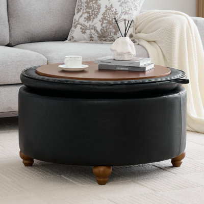 30’’ Wide Upholstered Tufted Round Storage Ottoman