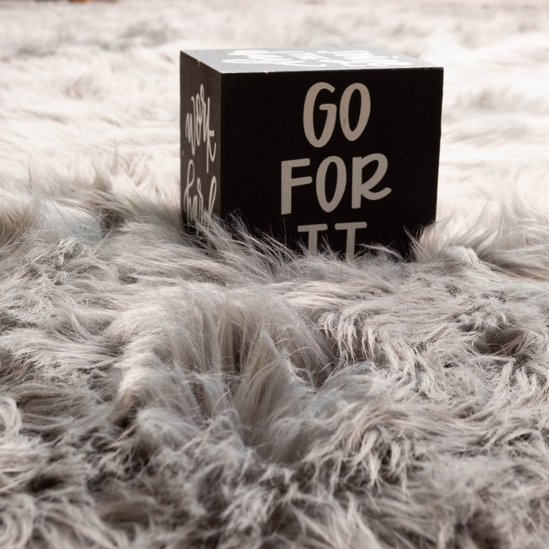 Diller Gray Faux Sheepskin Fur Machine Washable Shag Fluffy Area Rug, Runner 2' x 6'
