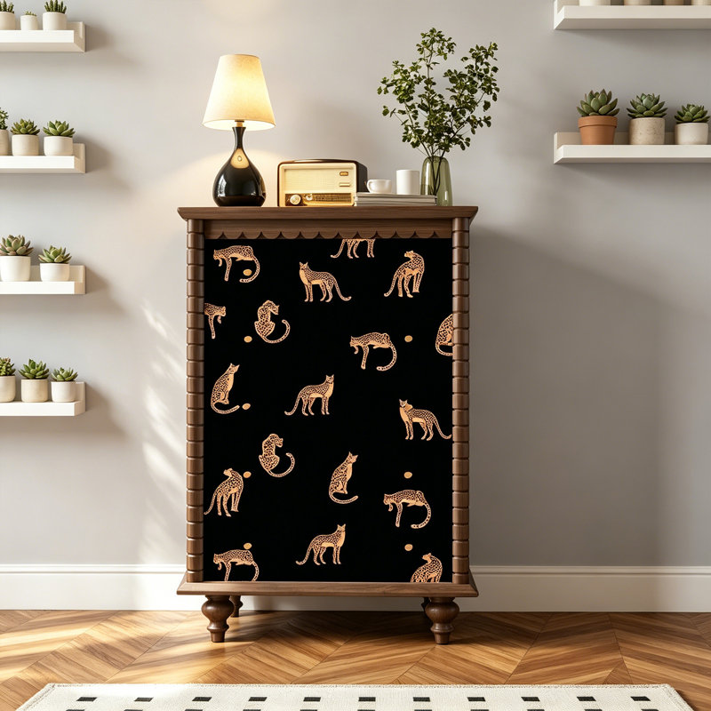 Commode de luxe à 5 tiroirs en bois massif pour plusieurs pièces, Noyer