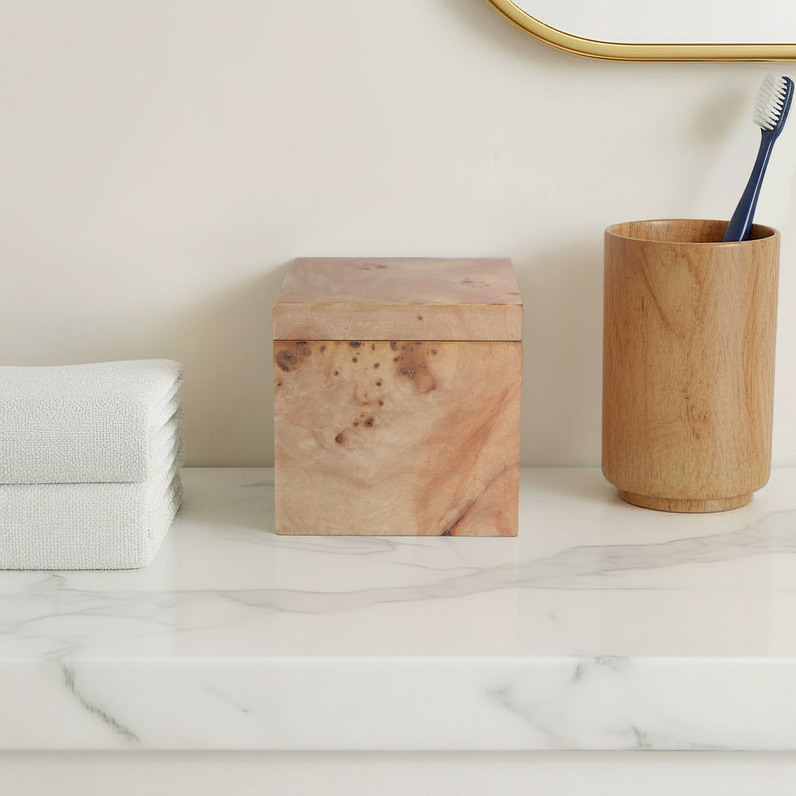 Duras Wood Bathroom Storage Container