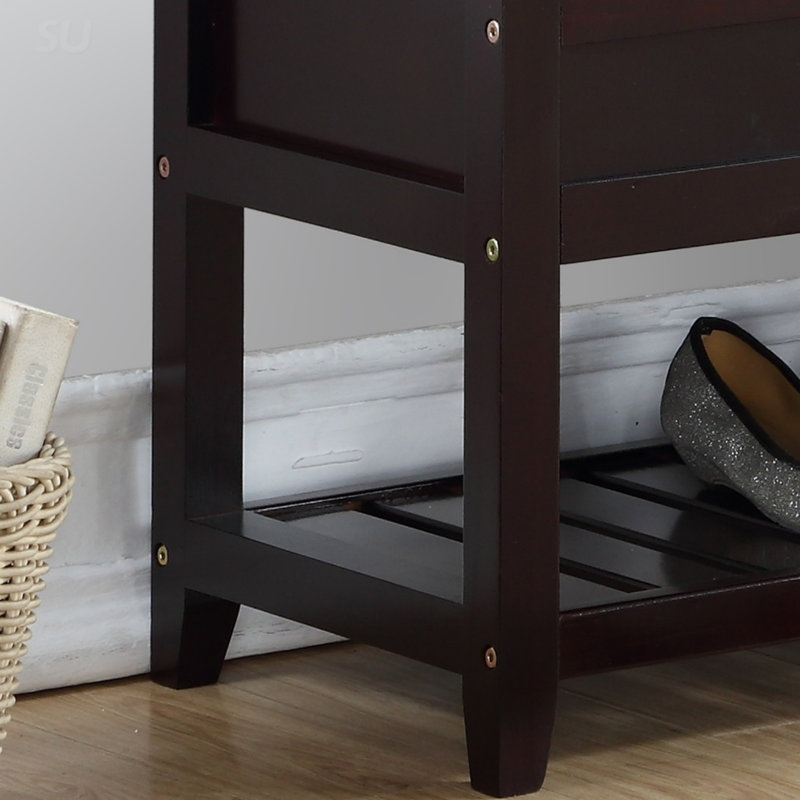 Rouen Fabric Upholstered Seating Bench With Shoe Storage And Lift-Up Seat, For Entryways And Living Rooms, Espresso