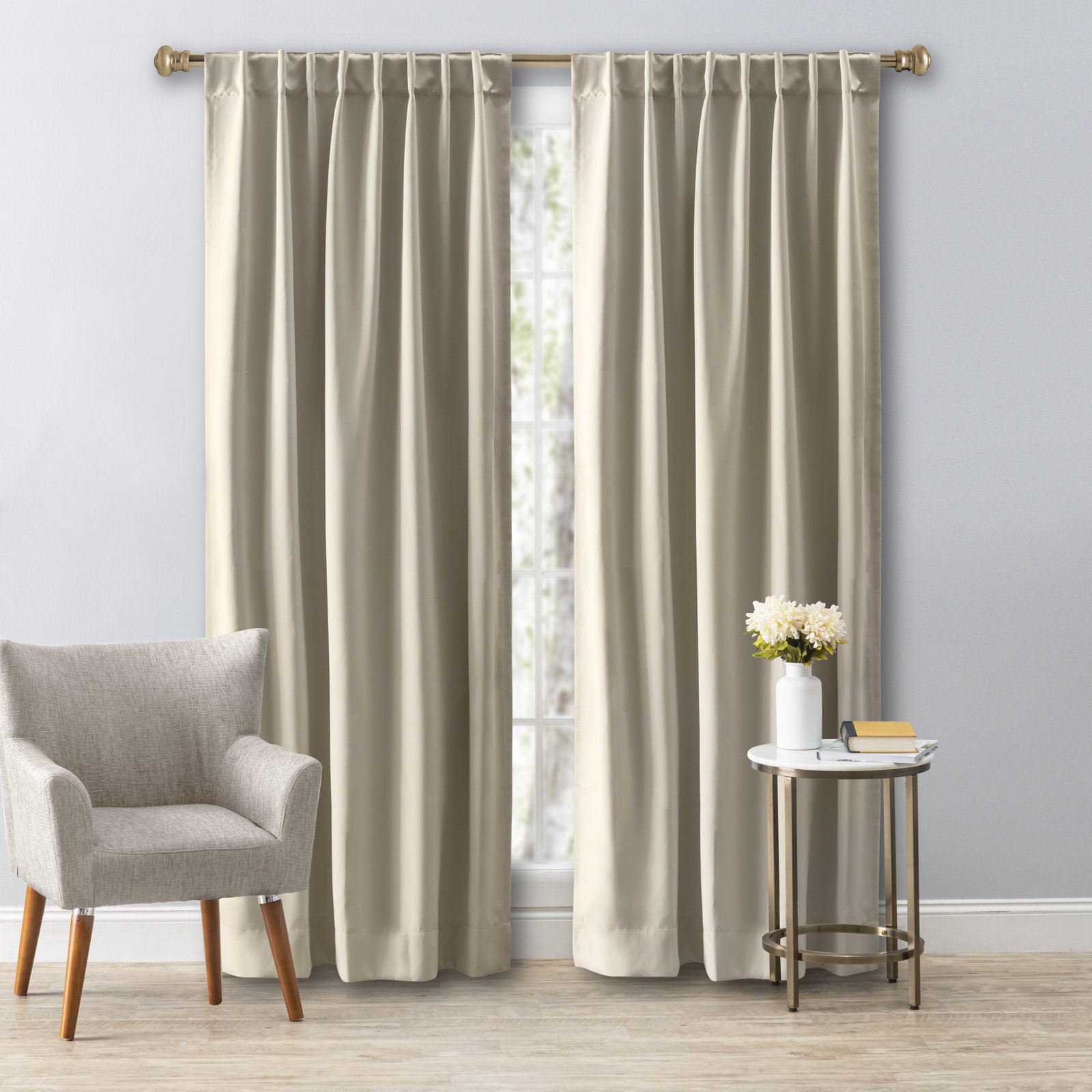 Ardelle Blackout Thermal Rod Pocket Panel, Putty, 56" W x 84" L
