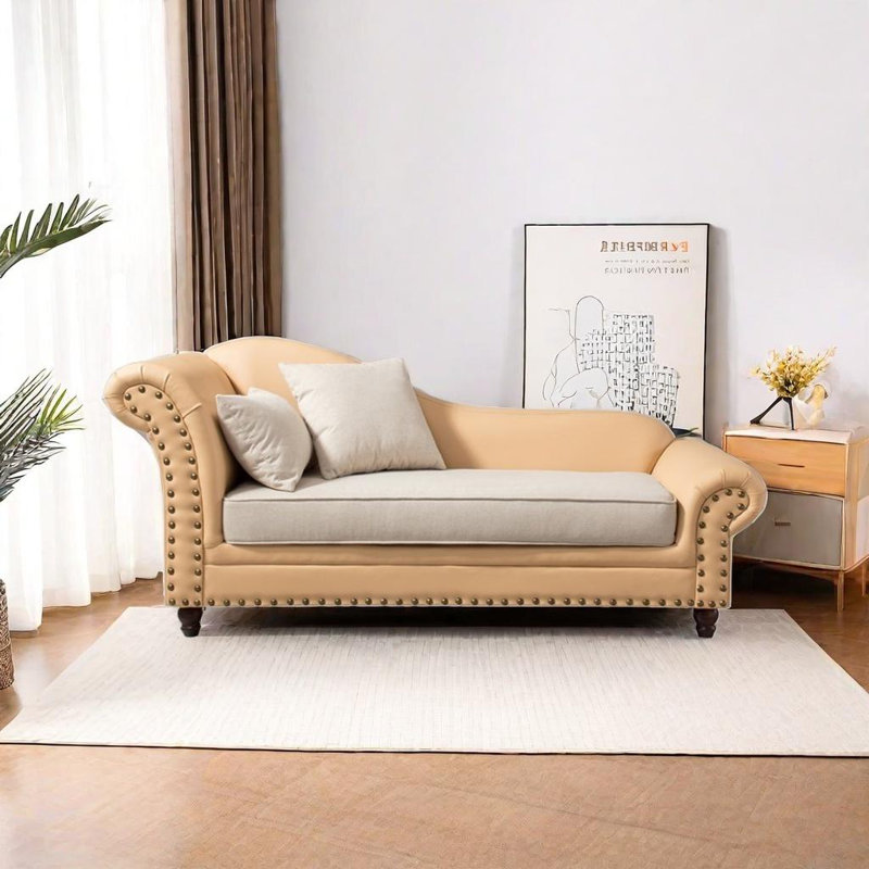 Chaise longue avec structure en bois massif, Tanné, Orienté à gauche (vu de face)