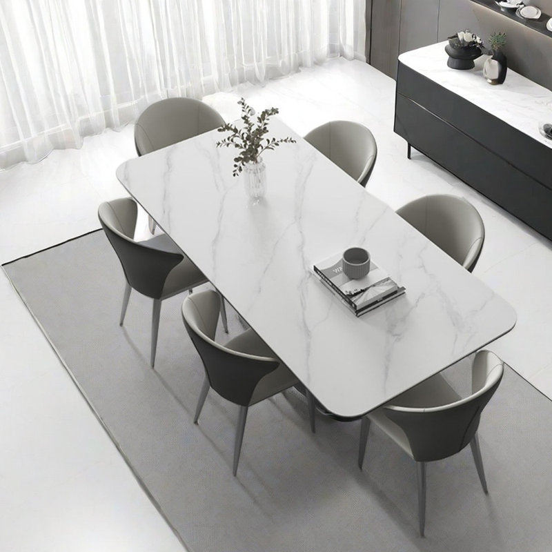 Italian style simple modern dining table sets, 29.53"H x 59.06"L x 31.5"W