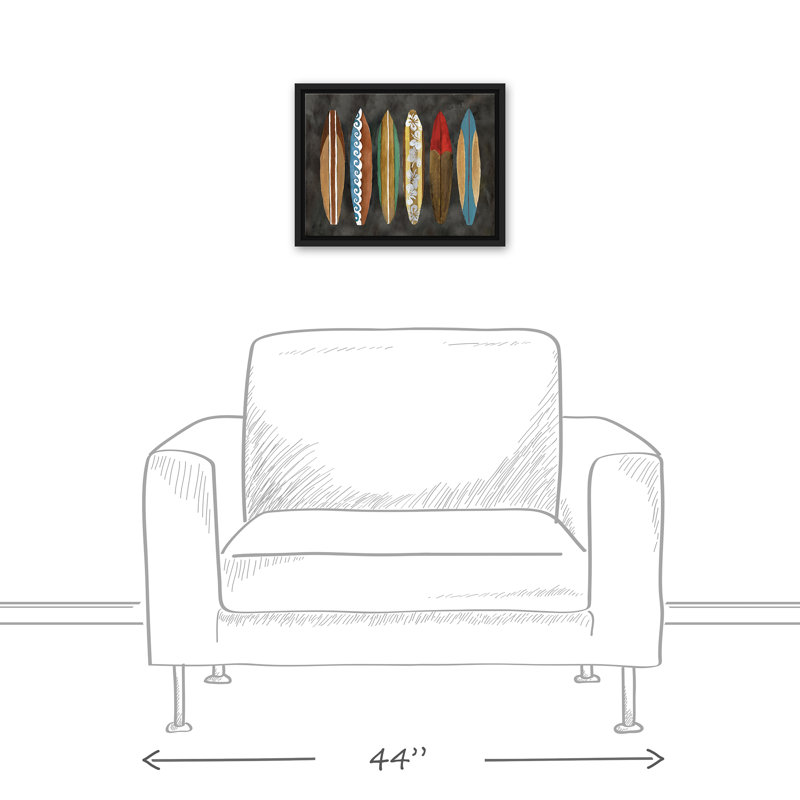 Planches de surf rétro encadrées sur toile, H 13,75 po x l 17,75 po x P 1,75 po