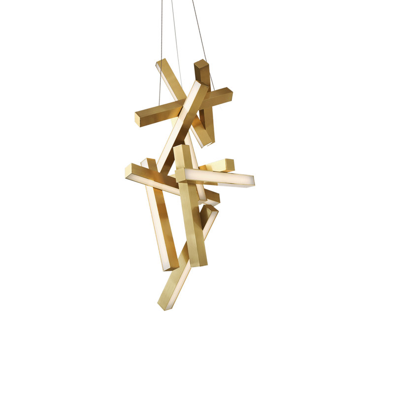 Chaos 12 - Light Chandelier, Aged Brass