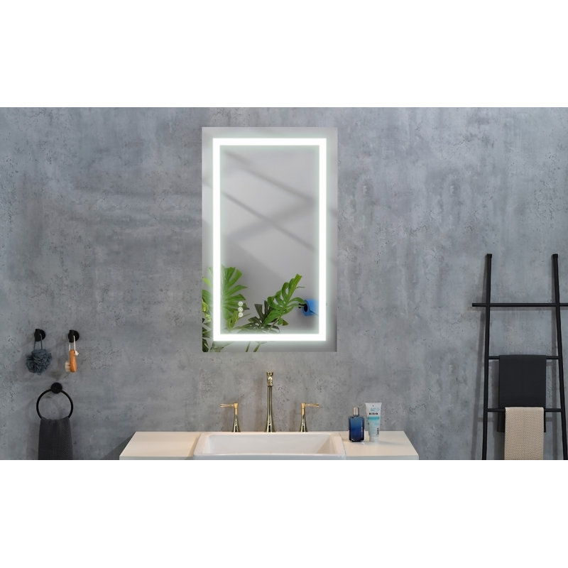 Miroir de salle de bain à DEL avec éclairage avant et arrière, anti-buée, mémoire