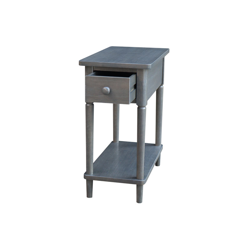 Deboria Solid Wood End Table with Storage, Antique Washed Heather Grey