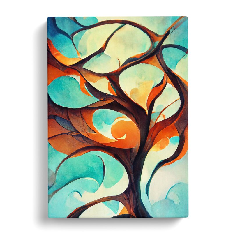 XV1022-4739X Tree Abstract Art No.2 - Print, Wrapped Canvas, 50cm H x 35cm W, No Matte