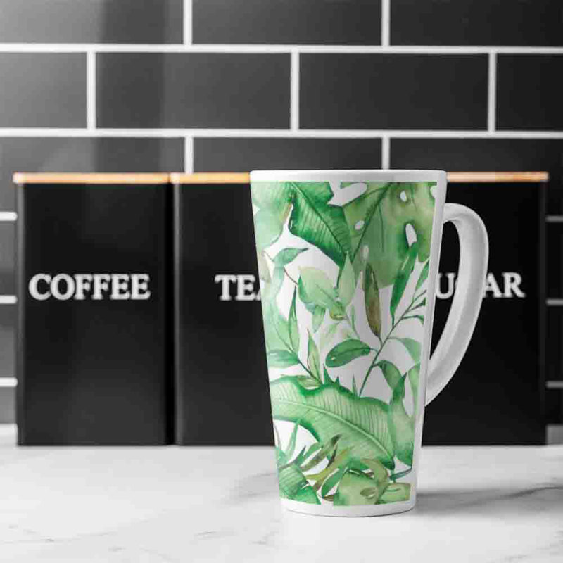 Watercolour Tropical Leaves Latte Mug