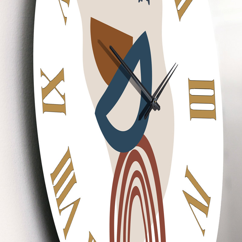 Elementary Shapes In Terracotta Tones I - Horloge murale moderne, Moyenne