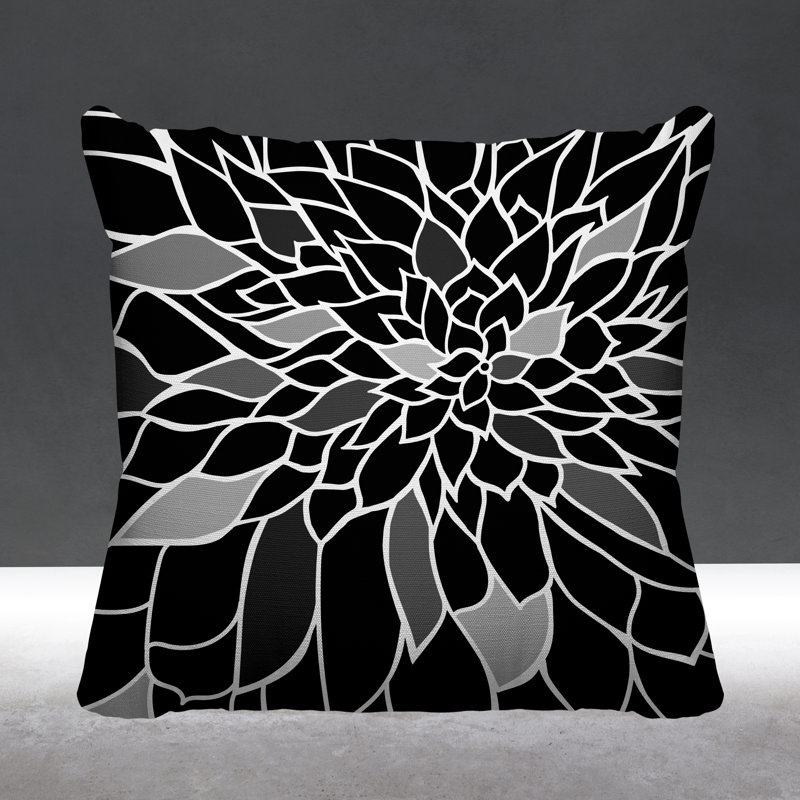 Raina Outdoor Reversible Throw Pillow, 15H" x 15W", Black