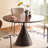 Walnut+Black Round Solid Wood Dining table-976494566
