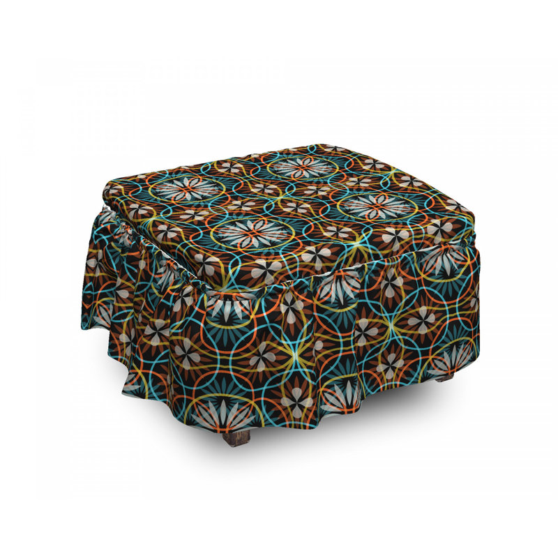Housse pour repose-pieds cercles floral