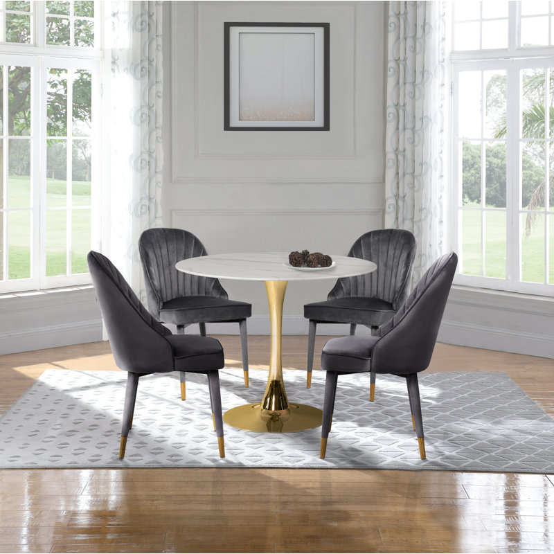 Chaise d'appoint rembourrée en velours Belle, Velours gris