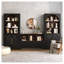 Ensemble de bibliothèque cintrée 3 pièces avec placards de rangement, hautes étagères en bois avec portes et étagères ouvertes pour salon et bureau, noir