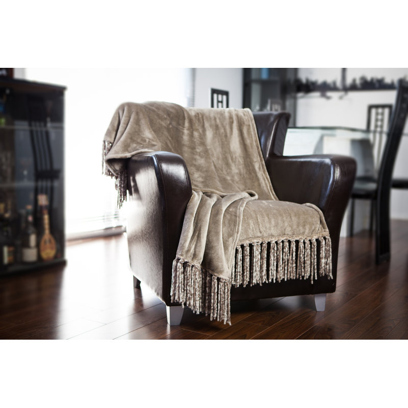 Plush Woven Throw Blanket, Beige