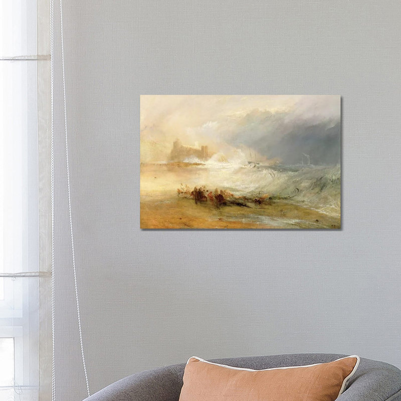 Wreckers - Coast Of Northumberland, With A Steam Boat Assisting A Ship Off Shore, 1834 by J.M.W. Turner - Wrapped Canvas Painting